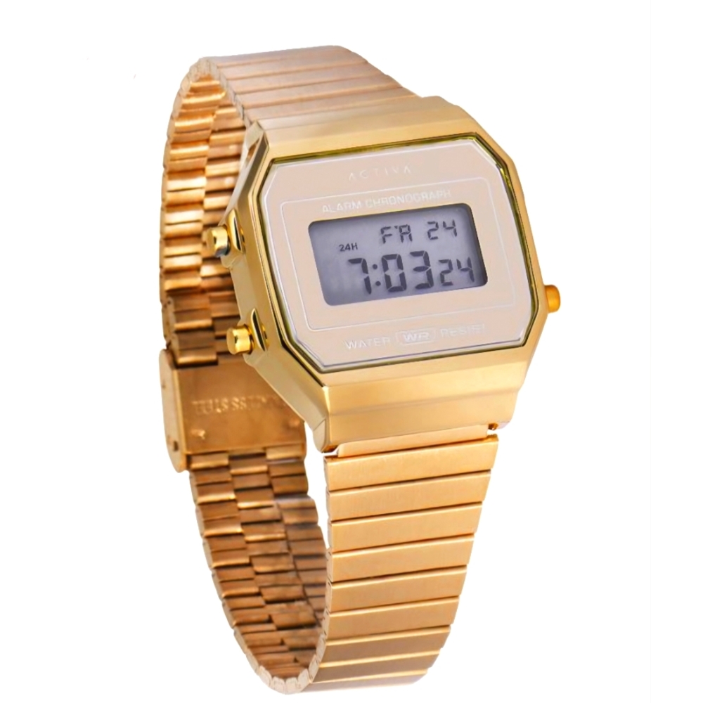 NEW!! Invicta Activa Vintage Unisex Digital Watch 39mm Gold Tone (ACWV001)